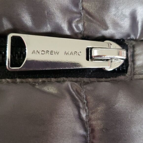 Andrew Marc Coat Women Packable Lightweight Down Puffer Hooded Jacket Gunmetal - Picture 6 of 9